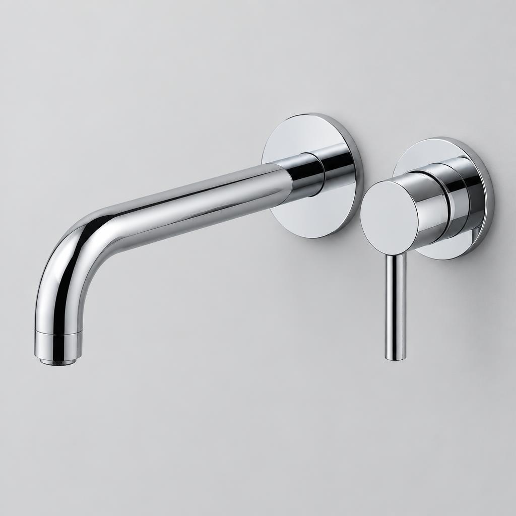 Karina Cloakroom Basin Mixer Wall Mounted Basin Brushed Brass 155mm 220mm Spout Spout
