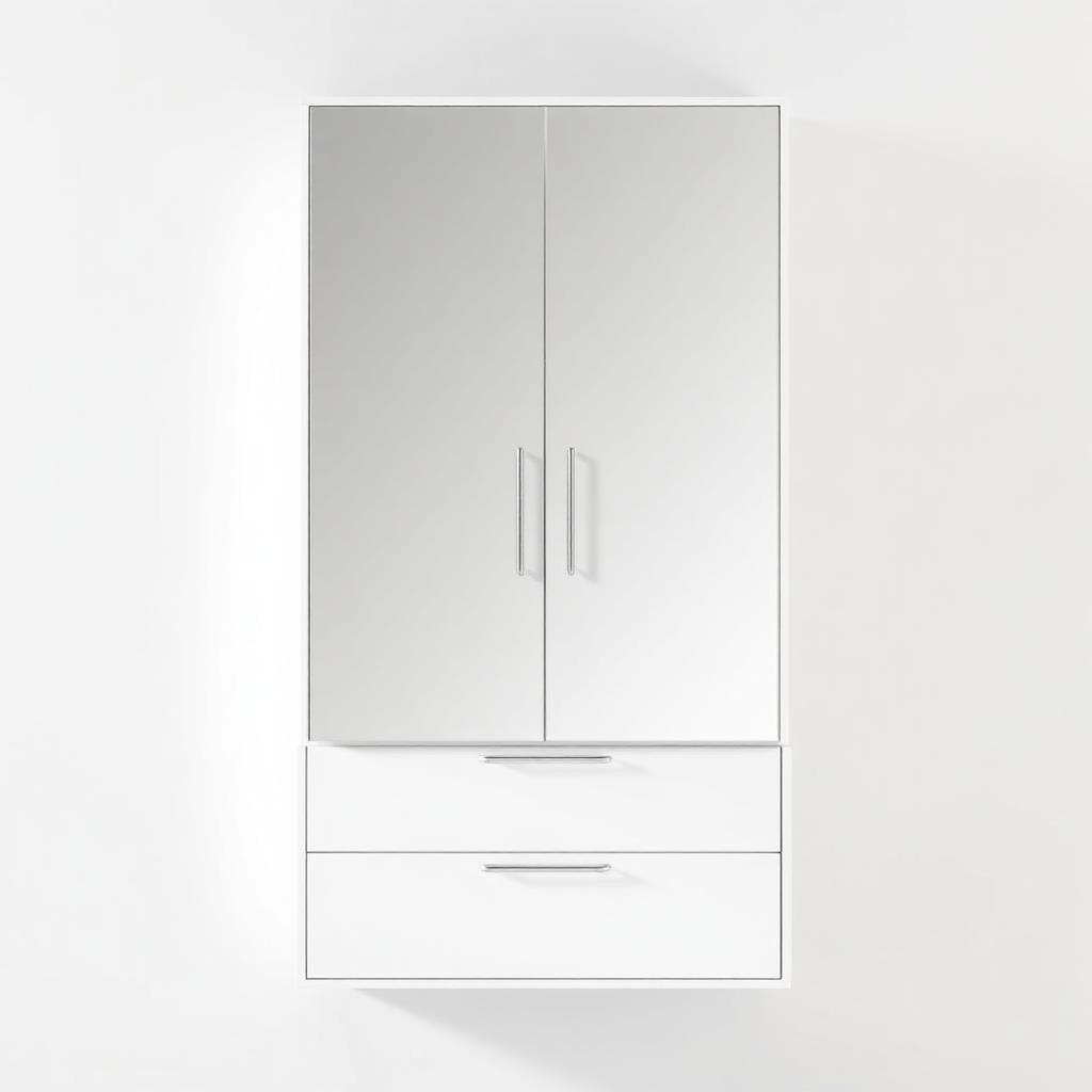 Skagen 600mm Mirrored Unit Matt White W600 x H640 x D218mm