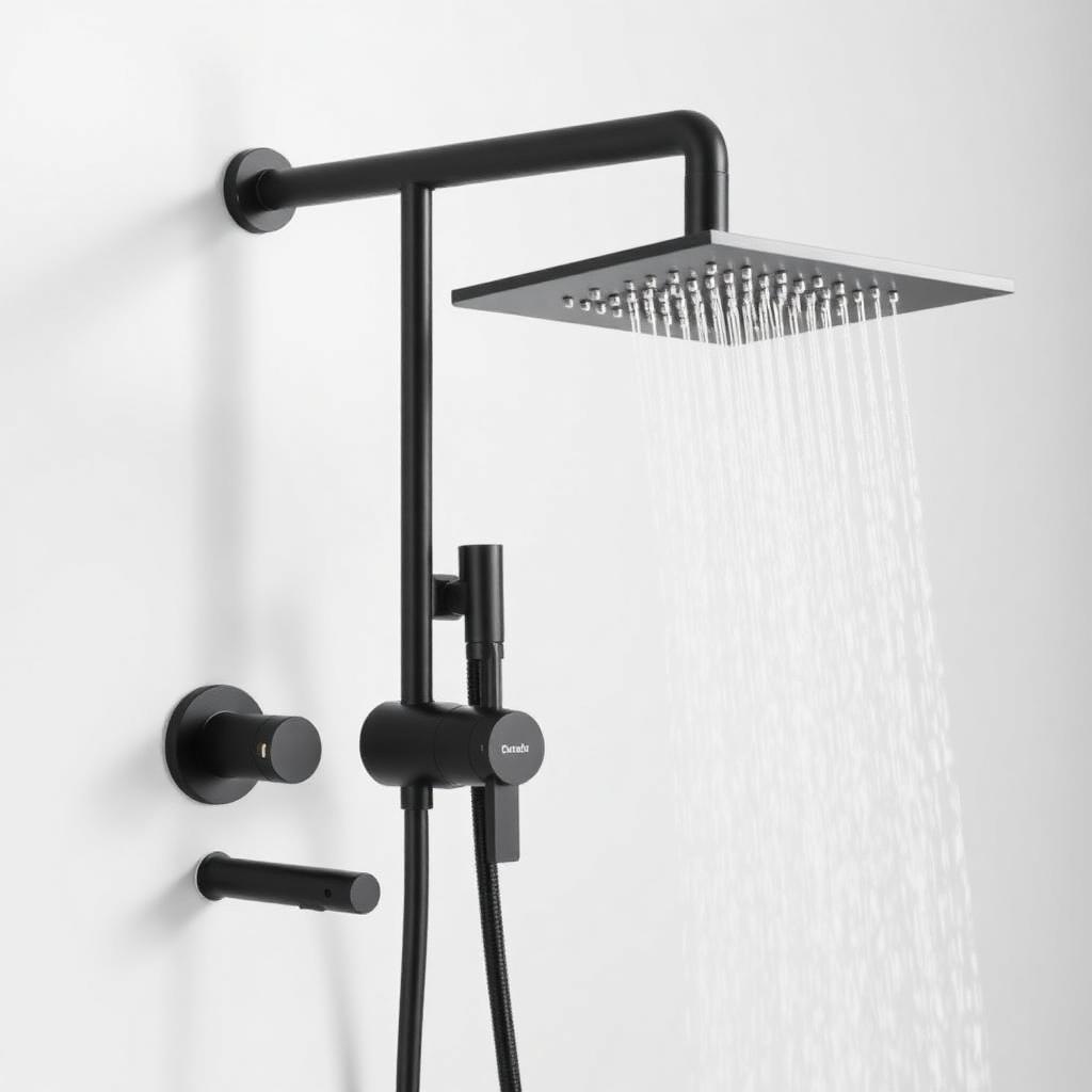 Timea Two Outlet Thermostatic Bar Shower Single Matt Black Matt Black
