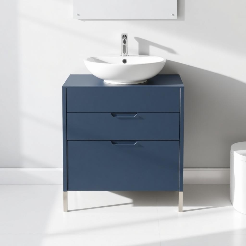 Solen 2 Drawer Basin Unit & Top Matt Smoke Blue Includes wood W810 x H818 x D395mm
