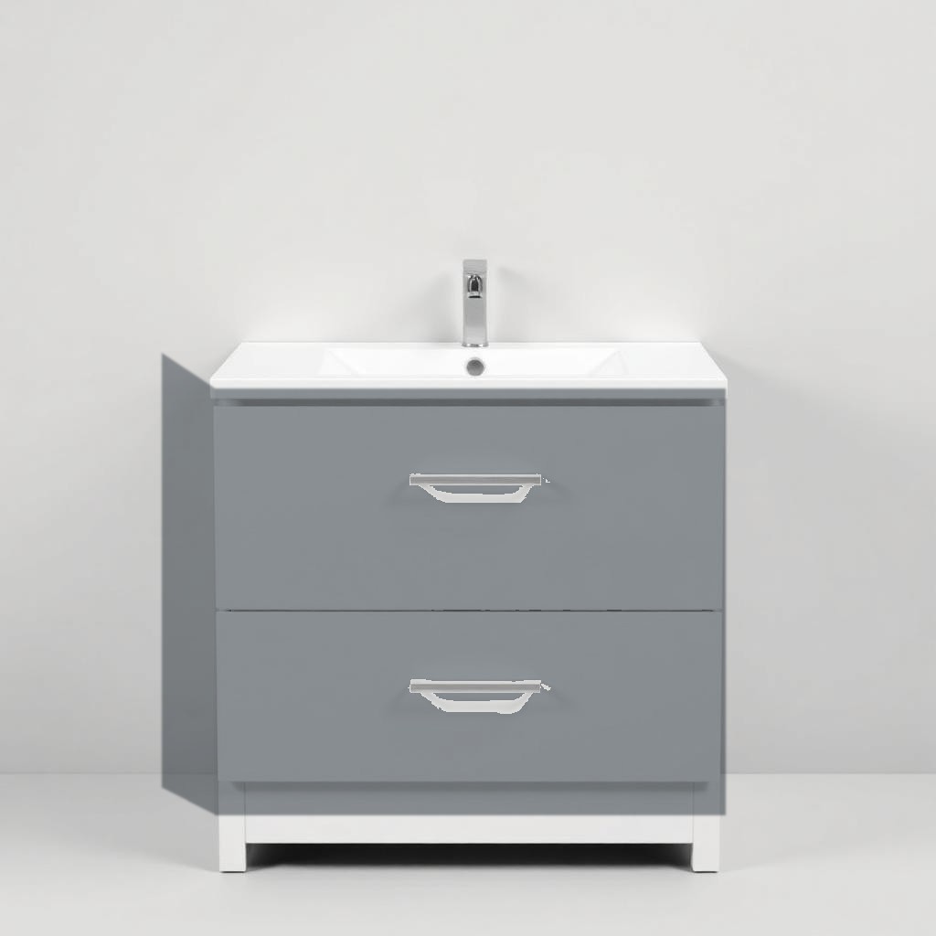 Glimmer Furniture Pack With Basin Grey Gloss W1000 x H860 x D390/210mm