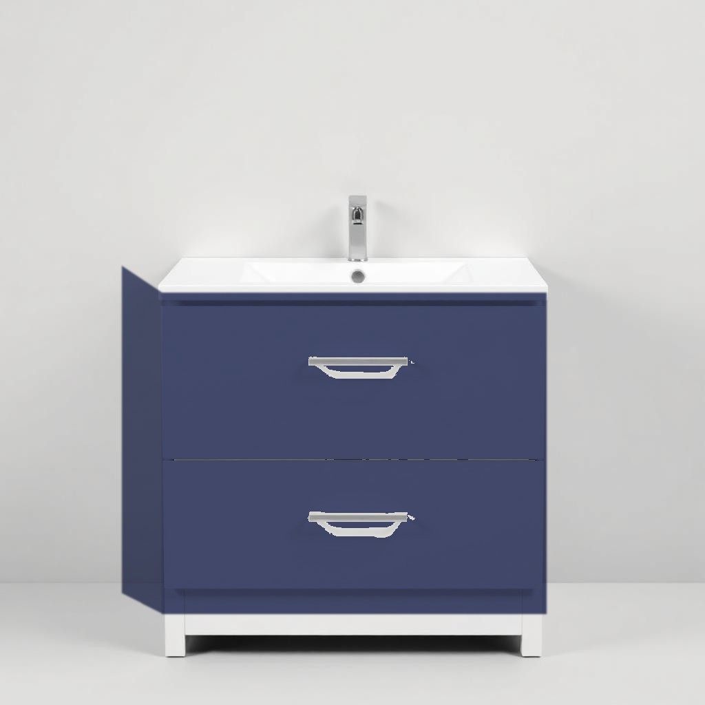 Lasse Wall Hung 805mm 2 Drawer Unit With Basin Matt Indigo ceramic basin. W805 x H662 x D460mm