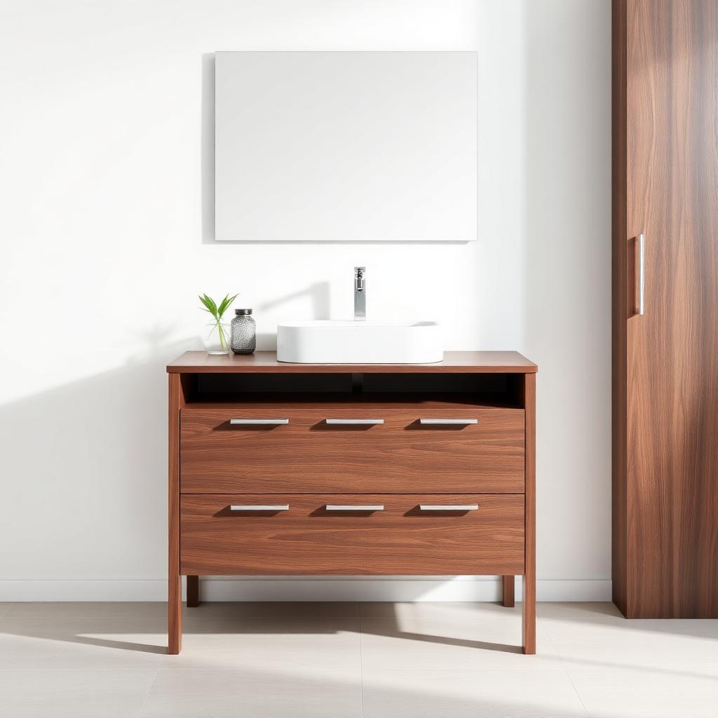 Rasmine Wall Hung 500mm 2 Drawer Basin Unit Textured Walnut 1 tap hole W500 x H660 x D460mm