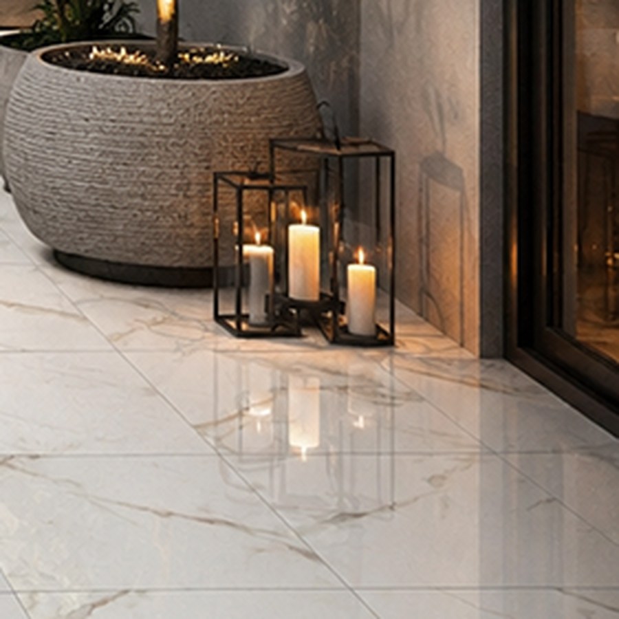 Calacatta White/Gold Marble Porcelain Paving TIle